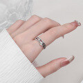wholesale S925 Sterling Silver Minimalist Interwoven Hollow Small Sphere Ring Delicate and Dainty Elegant Ins Style Index Finger Ring for Women-0-2