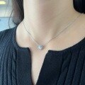 wholesale S925 Sterling Silver Cross-Border One-Carat Round Halo Set Simulated Diamond Ocean Star Pendant Necklace Women's Collarbone Chain-0-1