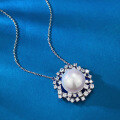 wholesale Sterling Silver New 25 Full-Zirconia Pearl Necklace Pendant Women's Classic Minimalist Fashion Full-Diamond Necklace-0-3