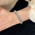 wholesale 925 Sterling Silver Hollowed Lace Full Diamond Bracelet, Small Niche Design, Starry Sky Mesh Bangle, Light Luxury Heavy Work Craftsmanship for Women-0-2