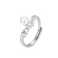wholesale S925 Sterling Silver Japanese and Korean Style Sweet and Elegant Pearl-Inlaid Ring for Women, Single Row Diamond and Shell Pearl Openable Ring Jewelry-0-4