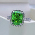 wholesale 925 Silver Moojing New Natural Green Spirit High Carbon Diamond Ring Hand-Set 8*10 Minimalist Women's Ring-0-1