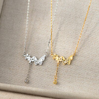 wholesale S925 Sterling Silver Fresh and Sweet Ins Style Niche Design Ice Flower Butterfly Necklace Y02113-S925 silver necklace silver 925 silver