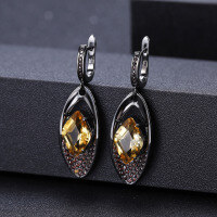 wholesale 925 silver Italian designer crafted earrings jewelry with natural citrine gemstone-Natural smoky quartz earrings