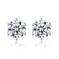 wholesale S925 silver classic six-prong moissanite stud earrings with closed back, 1ct moissanite earrings for women, wholesale for cross-border-0-4