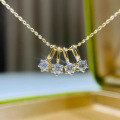 wholesale 18K gold single diamond pendant natural diamond necklace micro-set diamond unique fashion pendant necklace women's collarbone chain-0-3