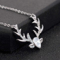 wholesale S925 Sterling Silver Cross-Border Women's Necklace Wholesale Korean Style Fashion Personalized "Deer with You" Pendant Collarbone Chain Drop Shipping-0-2