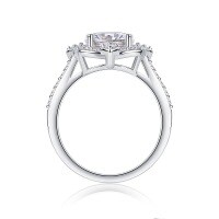 Metal Overlay Stackable IMS Silver Moissanite Ring Custom Processing-Moissanite oval shape, 8*10mm + 34 beads  US size 7/Hong Kong size 15