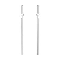 wholesale S925 Sterling Silver Geometric Vertical Bar Ear Studs, Minimalist and Versatile Earrings for Women-Silver [with sterling silver ear plugs]  925 silver