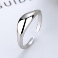wholesale S925 Sterling Silver Minimalist Ins Style Unisex Open Adjustable Smooth Irregular Shaped Ring-0-1
