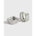 wholesale S925 Sterling Silver EB Korean Style Women's Earrings Minimalist Creative Square Wide Surface Ear Clips-0-0