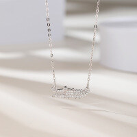 wholesale S925 Silver Korean Fashion Minimalist Cubic Zirconia Pendant Necklace for Women, Creative and Cute Alligator Pendant Wholesale-Platinum necklace set>925 silver