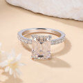 wholesale Wholesale S925 Sterling Silver Plated 18K Gold 4 Carat Emerald Cut Moissanite Ring for Women-0-0