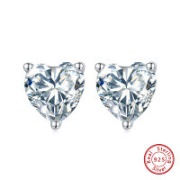 wholesale S925 Sterling Silver Cloud-Pull Earrings, Heart-shaped Zircon Stud Earrings, Elegant and Simple Banquet Jewelry, Wholesale-Platinum, heart-shaped 5, weight: 1.37g