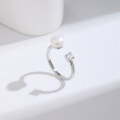 wholesale Metal material minimalist fresh water pearl ring for women, openable adjustable zircon ring,-0-2