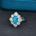 wholesale S925 silver jewelry new oval 6*9 Paraiba blue ring,15ct-0-2