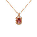 wholesale S925 rose gold-plated silver vintage rose red garnet lace set, elegant OL pendant necklace-0-1