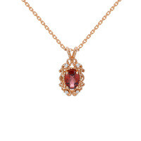 wholesale S925 rose gold-plated silver vintage rose red garnet lace set, elegant OL pendant necklace-Rose Pomegranate Pendant 925 Silver
