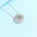 wholesale PT950 Gold Plated 925 Sterling Silver Necklace for Women with Moissanite Coin Pendant, Factory Direct Wholesale in Stock-0-2