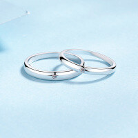 wholesale S925 Sterling Silver Moissanite Couple Rings, Unisex Plain Silver Bands, Minimalist Matching Rings for Valentine's Day Gift-2.5 points Moissanite women's ring No. 10