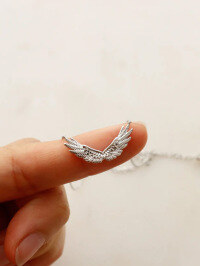 wholesale S925 Sterling Silver Whole Body Red Elk Retro Wing Pendant Necklace for Women Hip-hop Punk Style Trendy Collarbone Chain-BX0486-White Gold 925 Silver