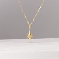 wholesale S925 Sterling Silver Diamond-Inlaid Hexagram Pendant with European and American Zircon Geometric Star Necklace Accessory-BX0439-White Gold>925 Silver