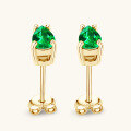 wholesale 925 Silver Internet Celebrity INS Style Teardrop Emerald Earrings Women Small and Unique Design Sense Ear Accessories TikTok Same Style-0-2