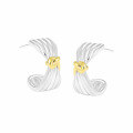 wholesale S925 Sterling Silver 986 Niche Ins Minimalist Two-Tone Electroplated French Irregular Texture Knot Stud Earrings for Women-0-4