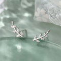 wholesale 925 Silver Branch Earrings with Diamond Leaves, Summer Minimalist Trendy Niche Women's Earrings G9354-0-0