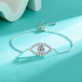 wholesale S925 Sterling Silver Minimalist and Stylish Luxury Moissanite Evil Eye Bracelet for Women, Small and Niche Design Hand Jewelry-0-0