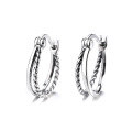 wholesale S925 Sterling Silver Ins-style Minimalist Twist Double-layer Ear Clasp Elegant and Graceful Hoop Earrings-0-4