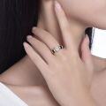 wholesale S925 silver plated with 18k gold new Egyptian style oval 6*8mm moissanite black epoxy ring for women-0-3