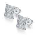 wholesale S925 Silver Full Diamond Personality Stud Earrings, Moissanite Square Earrings for Men and Women, Fashionable Euro-American Foreign Trade Trend-0-1
