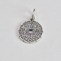 wholesale 925 Sterling Silver Retro "Daily Prosperity" Pendant Bracelet Bead String Barrel Bead Accessories DIY Handmade Cord Fitting Round Plate Bead-0-6