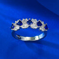 wholesale S925 Silver Ring for Women, Royal Blue Row of Diamonds, Synthetic Sapphire Ring, Daily Alternative, Elegant Row Ring for Dropshipping-0-2