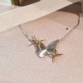 wholesale S925 Sterling Silver Fine Glitter Two-Tone Brushed Butterfly Star Pendant Necklace Retro Minimalist Niche High-End Collarbone Chain-0-5