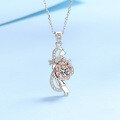 wholesale PT925 silver plated with PT950 gold women's moissanite flower pendant rose fashion necklace in stock for wholesale-0-0