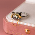 wholesale S925 Sterling Silver Thai Silver Chain Glasses Cat Ring Retro Style Distressed Personalized Jewelry R00987-0-2