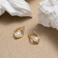 wholesale S925 Sterling Silver Irregular Natural Freshwater Pearl Earrings, Fashionable and Versatile, Direct from Manufacturer-6mm baroque pearls 925 silver