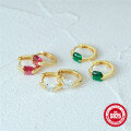 wholesale S925 Sterling Silver with Inlaid Colorful Diamonds, Light Luxury Design Ear Hoops,INS。-0-3