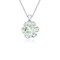 wholesale S925 Sterling Silver Fresh and Sweet Camellia Pendant with Green Amethyst Crystal Necklace for Women Wholesale-0-4