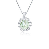 wholesale S925 Sterling Silver Fresh and Sweet Camellia Pendant with Green Amethyst Crystal Necklace for Women Wholesale-Green Amethyst Pendant