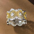 wholesale S925 gold-plated silver lace ring new wide band hollow mesh ring for women in European and American style-0-2
