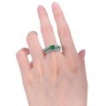 wholesale Metal material first, MuJing Jewelry New European and American Simulated Emerald Ring 6*6mm Heart-shaped Engagement Ring for Women AliExpress-0-4