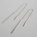 wholesale S925 Sterling Silver YH505 Korean Version Simple and Elegant Smooth Flat Bead Chain Long Drop Ear Thread Earrings for Women-0-0