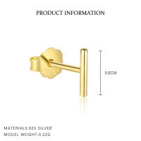 wholesale S925 Sterling Silver Minimalist Geometric Rose Earring Set for Women-E4691-Gold/Single 6mm 925 Silver