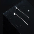 wholesale S925 Sterling Silver Short Asymmetric Star and Moon Ear Thread Korean Version Minimalist and Fresh Earrings M00047-0-2