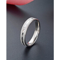 wholesale S925 Sterling Silver, Japanese and Korean Fashion Single Diamond Matte Ring for Women, Minimalist Design Men's Ring-Solitaire Diamond Frosted Ring S925 Silver  Size 16