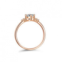 Champagne Gold Plated Silver Moissanite Princess Crown Ring-50 points (D color moissanite)  Size 18