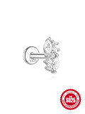 wholesale S925 Sterling Silver Flat Helix Ear Cuff with Zirconia, Geometric Plated with White Gold Ear Jewelry-0-13